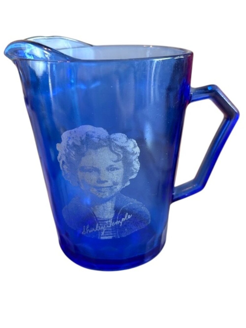 Vintage Hazel-Atlas Cobalt Blue Depression (1930’s) Glass Shirley Temple Pitcher